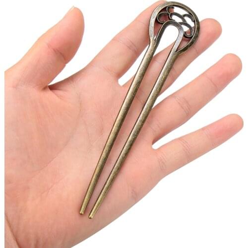 Fashion Bronze Vintage Hair Clip Vintage Metallic Metal Hair Stick Curved Styling Tools Hair Fork Curved Hairpin Styling Tools