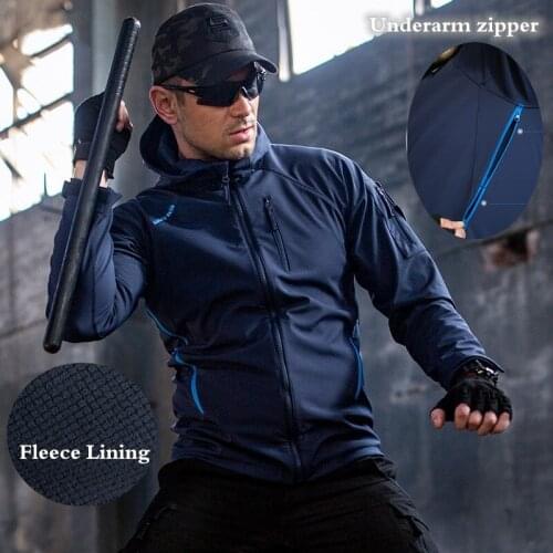 Outdoor Hiking Waterproof Fleece Jacket Mens Spring Autumn Thin Soft Shell Breathable Windbreaker Coat Army Fans Tactical Jacket