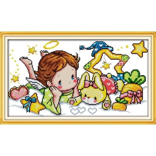 Angel boy cross stitch kit cartoon 14ct 11ct count pre print canvas stitching embroidery DIY handmade needlework