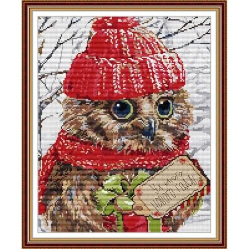 Everlasting Love Christmas Owl Chinese Cross Stitch Kits Ecological Cotton Stamped Printed 11CT Gift Wedding Decoration For Home