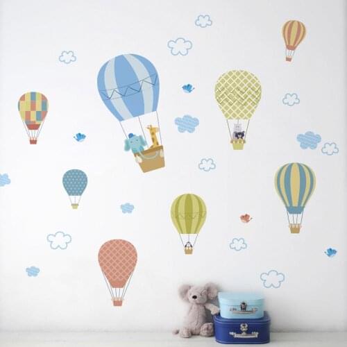 White Cloud Hot Air Balloon wall sticker baby bedroom childrens room decoration wallpaper home decor mural removable stickers