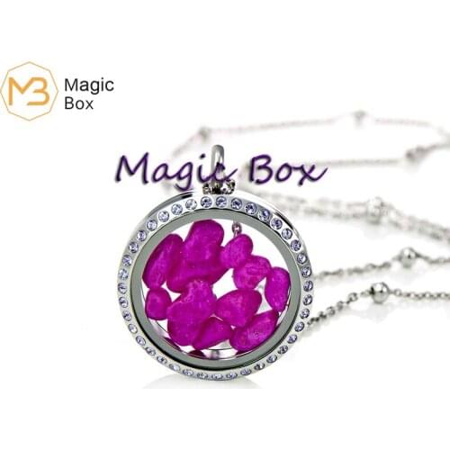 New design waterproof 30mm purple stone memory locket stainless steel floating charm locket with tempered glass