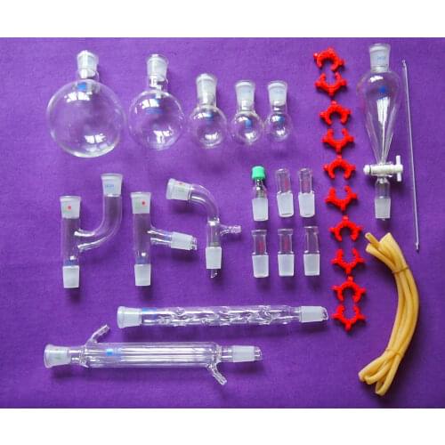 New Chemical Glassware kit,Laboratory Glass Set With Ground Joints 24/29,29Pcs