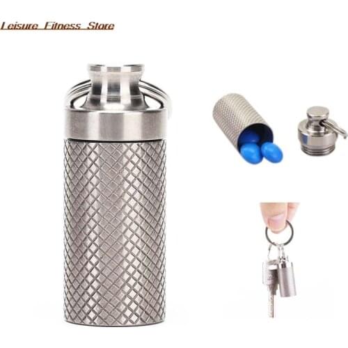 Outdoor Waterproof Canister Titanium alloy Waterproof Canister Medicine Seal Capsule Bottle Keyring Multi Tools