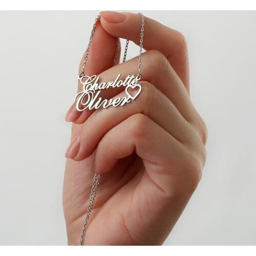 Personalized Double Names Heart Necklace For Women Valentines Day Gift Custom Jewelry Two Names Necklace Couple Names Choker