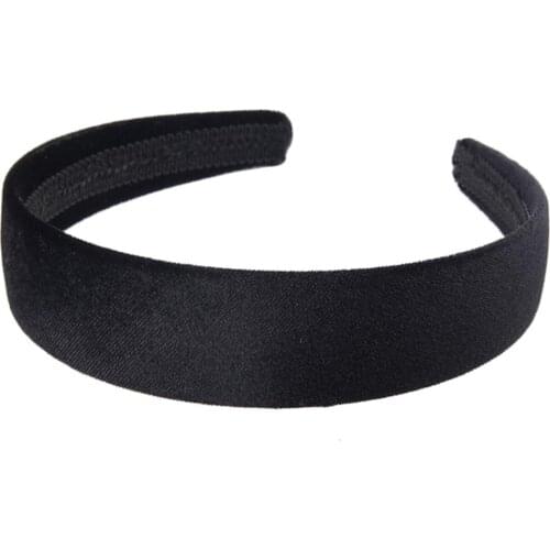 Simple Style Ladies Wide Headband Solid Color Velvet Cloth Wrapped Hair Hoop