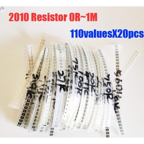 2010 SMD 3/4W Resistor 110valuesX20pcs=2200pcs Resistor Kit 0R~1M Assorted Kit