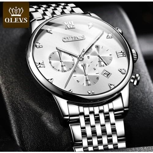 Luxury Sport Chronograph Quartz Watch Men Full Steel Waterproof Business Man Wristwatches Stainless Relogio Masculino With Date