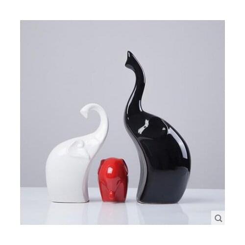 Cute Ceramic Elephant Statue Art Crafts Decoration Porcelain Animal Figurines Wedding Decorations