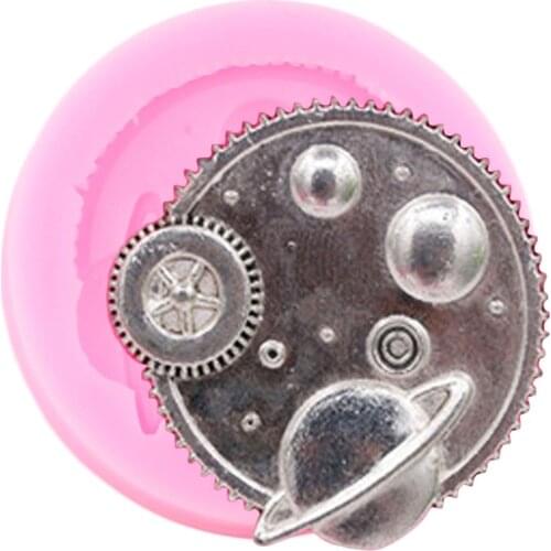 Gear Silicone Molds Planet Space Cupcake Topper Fondant Mould Baby Birthday Cake Decorating Tools Candy Clay Chocolate Moulds