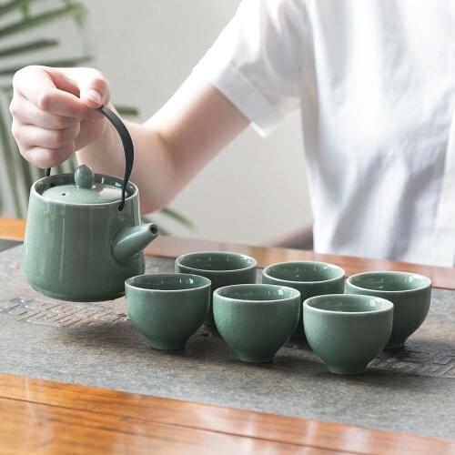 Chinese Style Heat Resistant Ceramic Tea Pot Set Kung Fu Flower Tea Puer Kettle Coffee Cup Office Teapot Set With 8 Cups