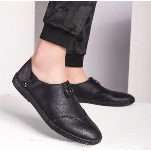 New Casual Men leather party Dress shoes business breathable fashion Male Flats lace up split loafers black brown shoes 38-44