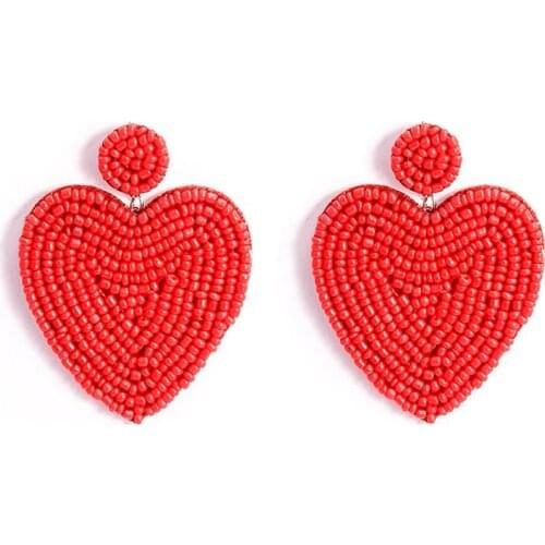 Heart bead Drop Earrings Vintage Handmade BIg Resin Square Dangle Earrings Party Statement 2019 Women Jewelry Wholesale