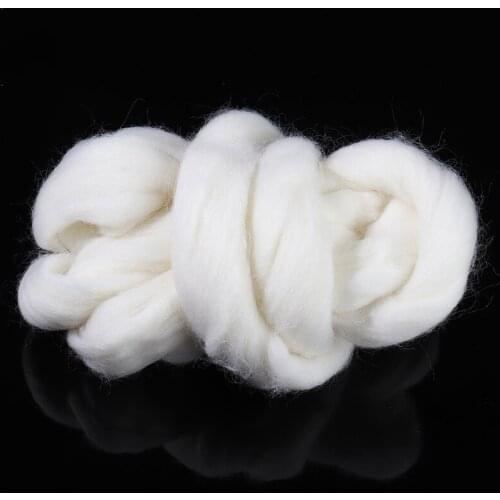 Soft White Dyed Wool Fiber Tops Roving Felting Wool Fibre For Needle Felting Hand Spinning DIY Needlework Poke Sewing 50g