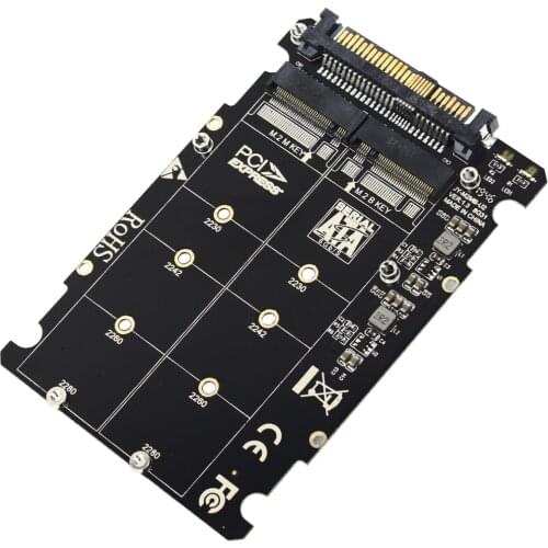 XT-XINTE U.2 to M.2 SSD Adapter SFF-8639 2in1 M.2 NVMe and SATA-Bus SSD to PCI-e U.2 PCIe M2 Converter for 2280/2260/2242/2230