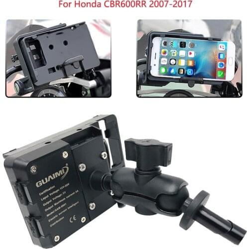 Motorcycle USB Charger Mobile Phone Holder Stand Bracket For Honda CBR600RR 2007 2008 09 2010 2011 2012 2013 2014 2015 2016 2017