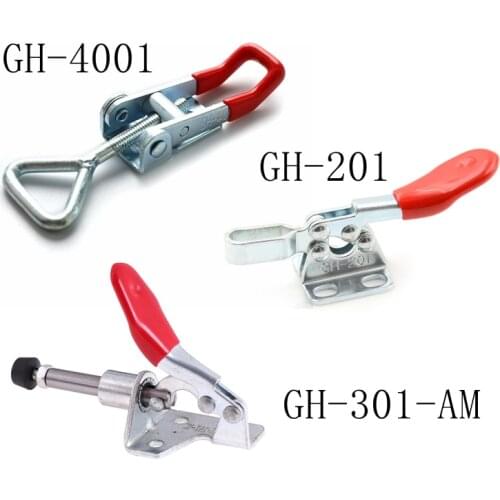 198Lbs 90kg Anti-Slip Push Pull Toggle Clamp Tools / Quick Release Clamp Adjustable Toolbox Case Metal Toggle Latch Catch Clasp