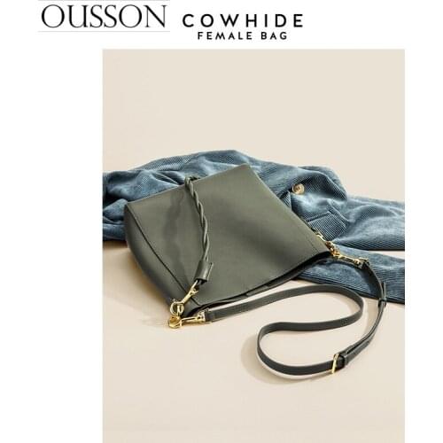 OUSSON 2021 Women Fashion Travel Work Large Capacity One-Shoulder Bag Leisure Soft Leather Bucket Bag For Women