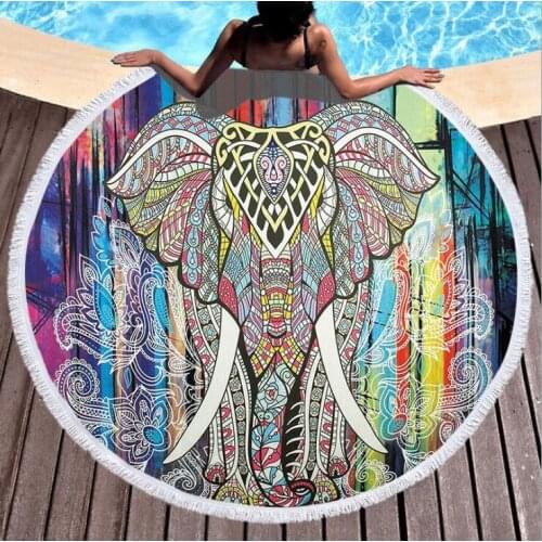 Bohemia beach towel Elephant Beach Bath Towel Round Sea Blanket Seaside Yoga Carpet Picnic Mat Absorbent Manteau Cover Cloak