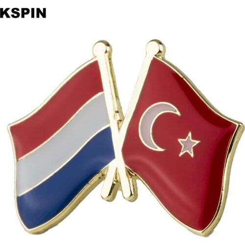 1PCS Netherlands Turkey Friendship Flag Badge Metal Lapel pin Brooch Jewelry for Clothing