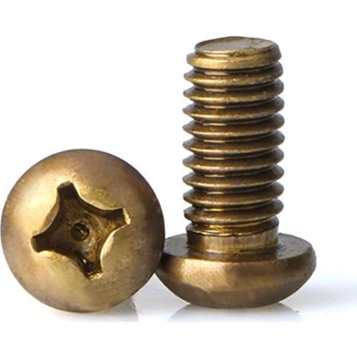 10pcs Brass Head Pozi Pan Machien Bolts Pozidrive Screws M2 M3 M4 M5 M6 Copper