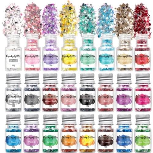 12/18/24 Colors Holographic Chunky Glitter Sequins Mixed Flakes Set Eyeshadow Body Face DIY Crafts Nail Art Stickers Drop Ship
