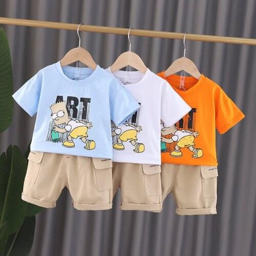 Children Summer Cotton Baby Boys Girls Clothes Out Cartoon T Shirts Shorts 2Pcs/sets Infant Kids Fashion Toddler Tracksuits set
