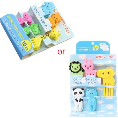 2020 New 10Pcs Mini Kawaii Animal Farm Cartoon Fork Fruit Toothpick Sign Bento Lunches