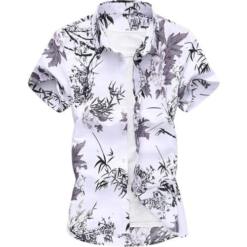 2021 Summer New Mens Short-sleeved Floral Shirt Fashion Casual Hawaii Beach Shirt Male Plus Size 5XL 6XL 7XL