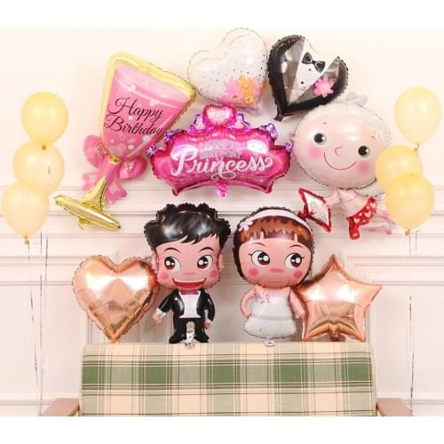 3D Wedding Balloons Bride And Groom Balloons Party Decoration Room Decoration Aluminum Foil Balloons Cute Couple Balloons Globe