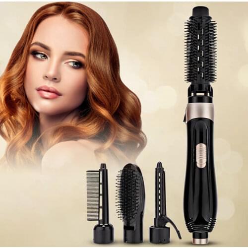 4 In 1 Multifunction Hot Air Brush Heating Comb Electric Hair Dryer Curler Staightener Rotating Hair Blower Curling Iron Styler