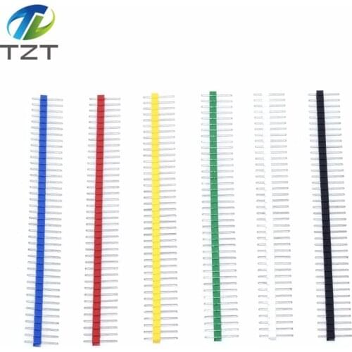 40Pin 1x40P 2.54MM Male Breakable Pin Header Strip 2.54 Long Blue Red White Green Yellow Connector 5 Colors kit for PCB board