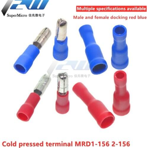 50 pcs Red Male Female Bullet Insulated Connector, Wiring Crimp Terminals Cable Connector FRD1-156 FRD2-156 MPD1-156 MPD2-156