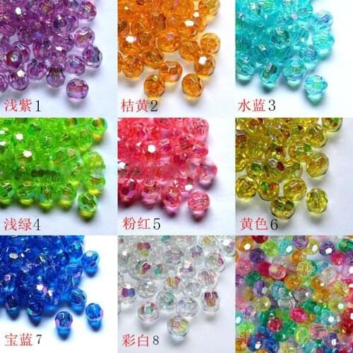 500Pieces 8mm Round Faceted AB Color Beads Sparkly Glitter Acrylic Stones Loose Ball Decoration DIY Bracelet Jewelry Making