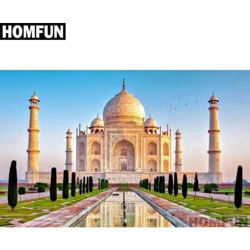 HOMFUN Full Square/Round Drill 5D DIY Diamond Painting "Taj Mahal Religion" Embroidery Cross Stitch 5D Home Decor A01138