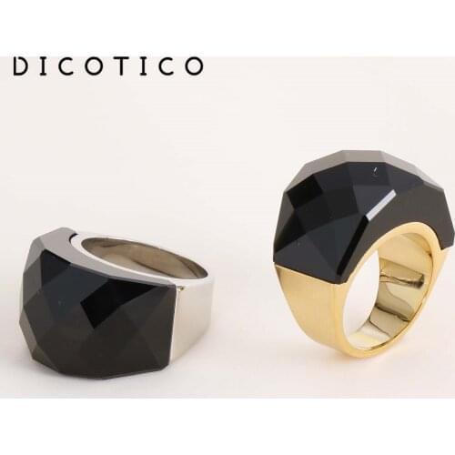 Dicotico Bohemia Cocktail Rings Accessories For Women Jewelry Colorful Stone Gold Stainless Steel Female Finger Rings