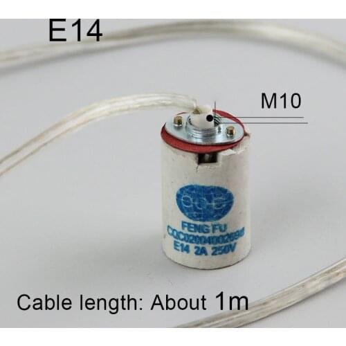 CE E14 lamp Base Porcelain Lamp Holder, Bracket Mounted 660-watt 250-volt, 0.9m Cable length lampholder with cord Lamp DIY