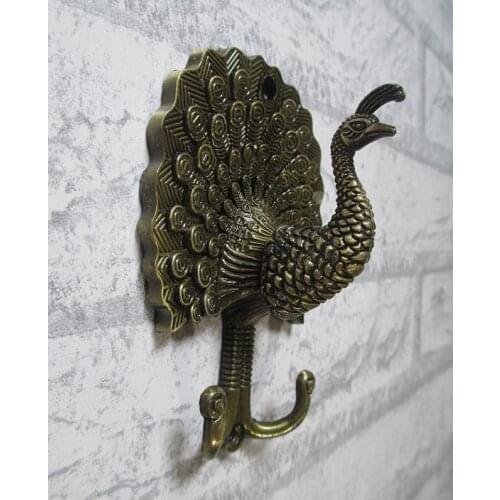 Peacock Decorative Wall Hook Metal Wall Hooks / Antique Bronze Curtain Tie Backs Hardware / Hat Hanger Coat Rack Hangers