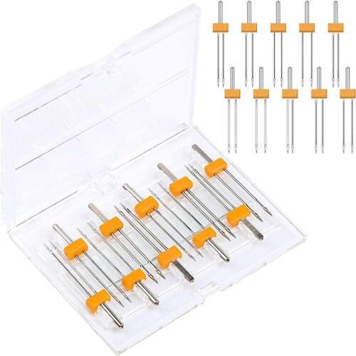 Imazy 10 Sizes Double Twin Needles With Plastic Box For Household Sewing Machine Multifunctional Fitting