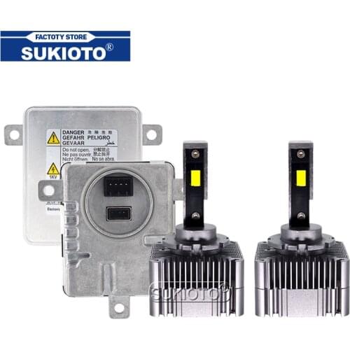 SUKIOTO 1 Set Car Light D1S LED Canbus Headlight Bulb Kit 55W D3S White LED Auto Headlamp To Original HID Conversion Ballast