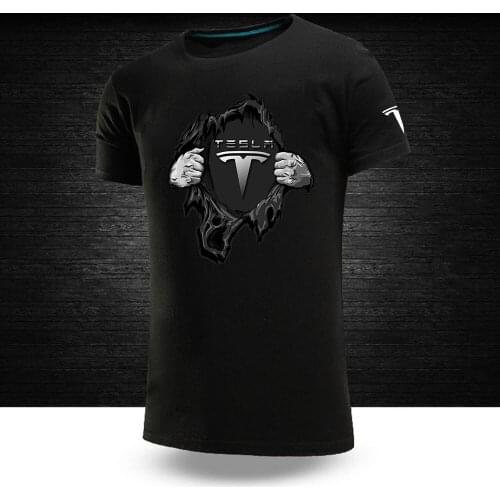 Summer Mens Tesla Car Logo Tees Six Color Car Logo Customize Tshirt Male Short Sleeves Cotton Hip Hop College Casual Tops