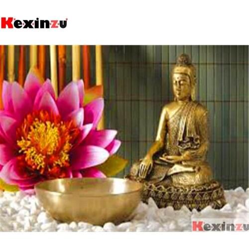 Full Square/Round 5d Diamond Painting-Golden buddha flower-3d Embroidery Cross Stitch Mosaic Full Picture Of Rhinestone Decor Y1