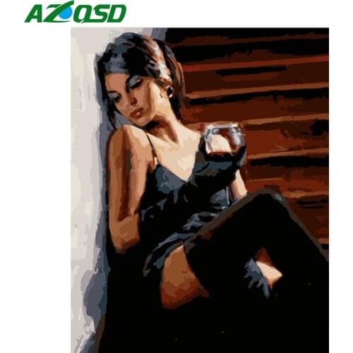 AZQSD Adult Painting By Numbers Portrait Picture For Living Room Home Decoration DIY Coloring By Numbers Woman Handpainted Gift