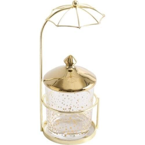 Nordic Creative ceramics Wrought Glass Storage Jars Home Desktop Golden Metal Umbrella Candy Jar Storage Box Modern Home Decor