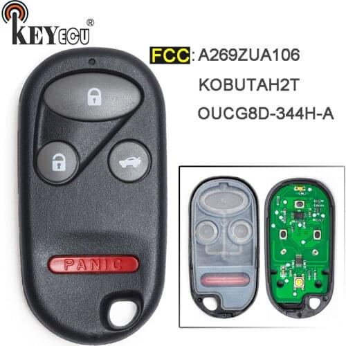KEYECU A269ZUA106/ KOBUTAH2T/ OUCG8D-344H-A 3+1 4 Button Remote Key Fob for Honda CR-V Civic Pilot Accord S2000 Odyssey