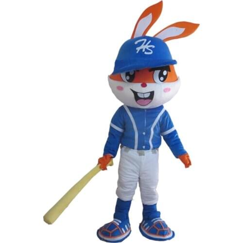 Adult Baseball Rabbit Mascot Costume Carnival Festival Commercial Advertising Party Dress With Fan In Head