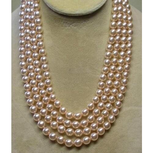 Beautiful long 86" 9-10 mm round white pearl necklace