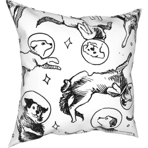 Space Dogs Astronaut Pillowcase Printing Polyester Cushion Cover Decorations Throw Pillow Case Cover Sofa Square 45*45cm