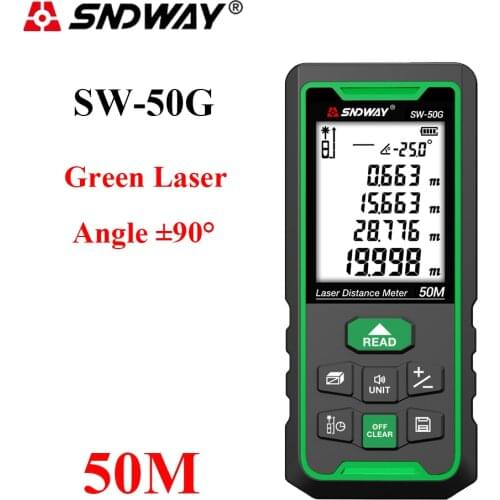 SNDWAY Laser Distance Meter Green/Red Laser Rangefinder Trena Tape Measure Area Volume Measurement Ruler Roulette Tool