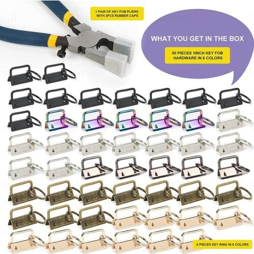 Key Fob Hardware Metal Keychain Kit Key Chain Making Tools Suitable for All Kinds of Bags Lanyard Key Making